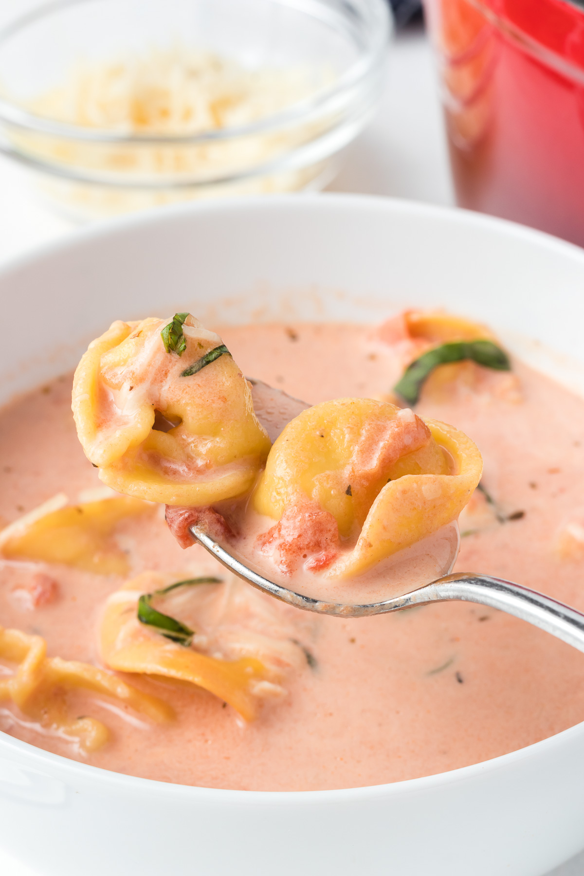 Serve up a bowl of this easy Tomato Tortellini Bisque for a warm, comforting meal on a cold winter evening. With a creamy sauce, rich tomato flavor, and spoonfuls of cheesy pasta, you can’t go wrong with this savory soup! Plus, it’s fast and easy enough to make for an easy weeknight meal. via @foodhussy