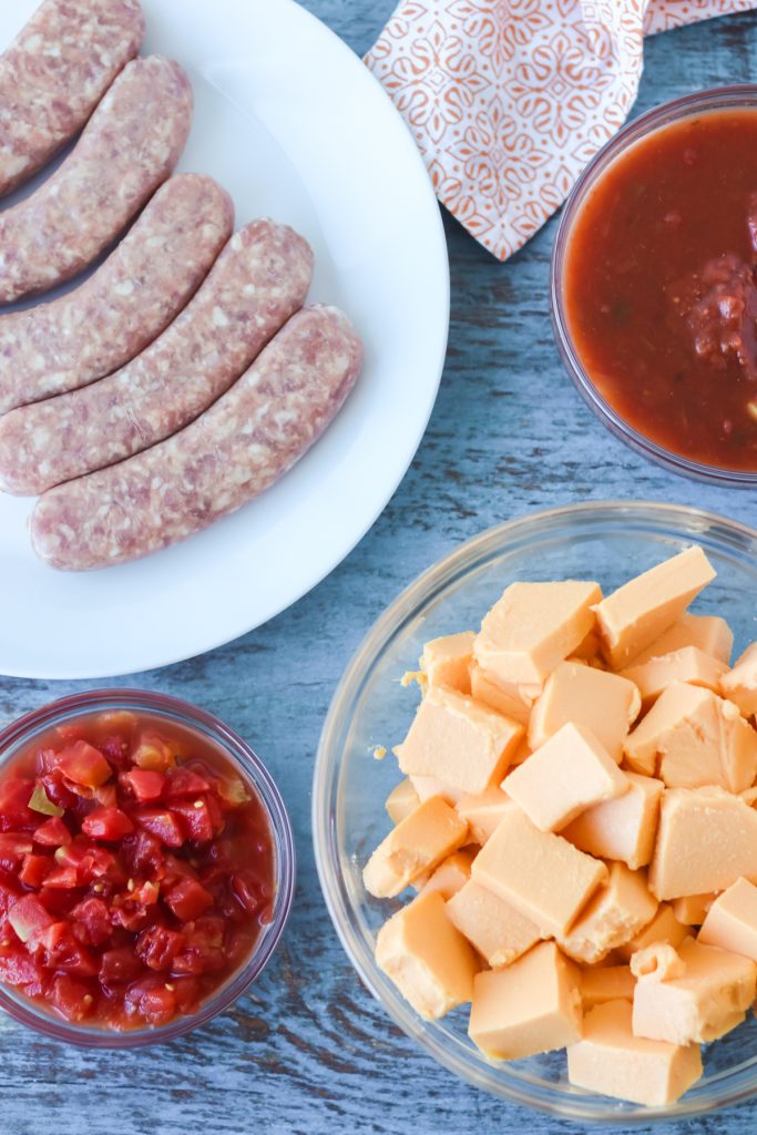 Ingredients for Sausage Cheese Dip.