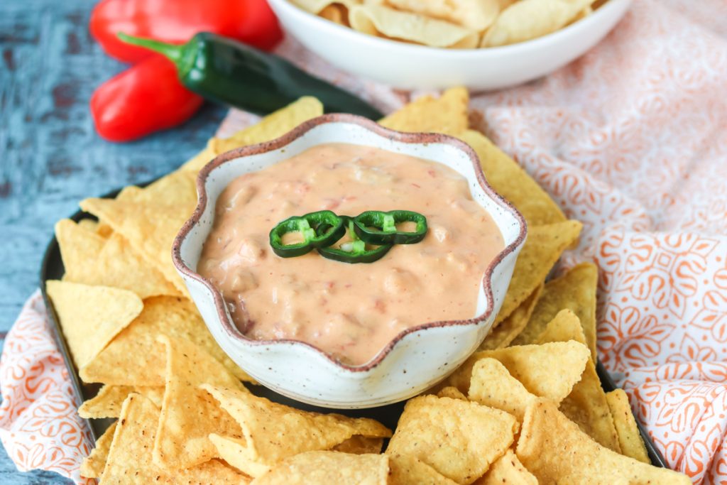 Crockpot queso dip appetizer.