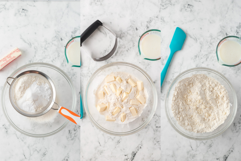 First set of process photos for Homemade Buttermilk Biscuits.