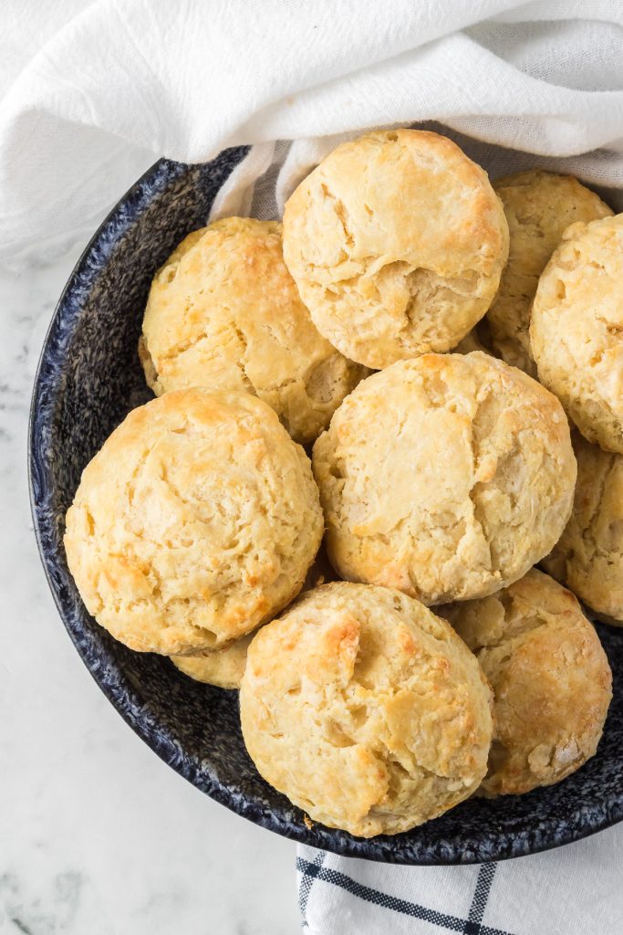 A plate of biscuits made with buttermilk.