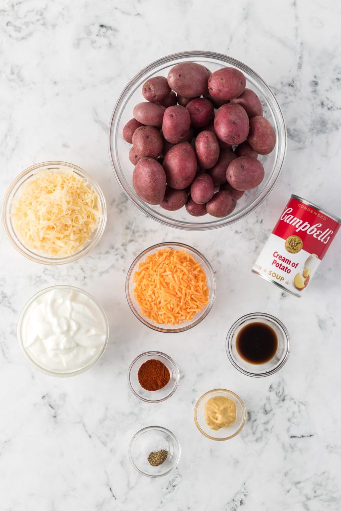 Ingredients for Slow Cooker Scalloped Potatoes.