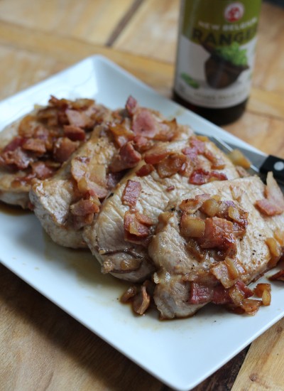 Smothered Pork with Beer, Bacon, Onion Relish