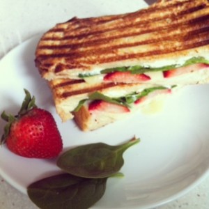 Strawberry, Spinach and 2 Cheese Grilled Cheese