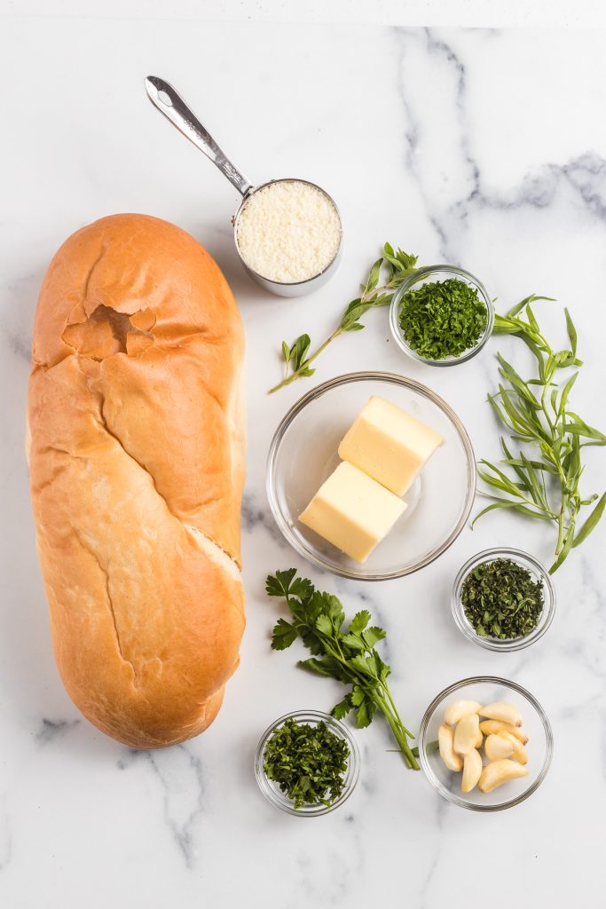 Ingredients for Cheesy Garlic Bread
