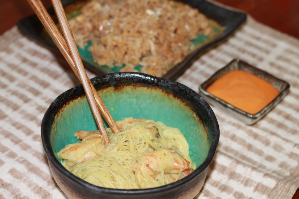 Shrimp Noodle Bowl and Fried Rice