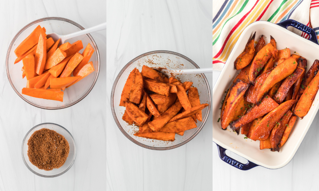 Baked Sweet Potato Wedges process photos