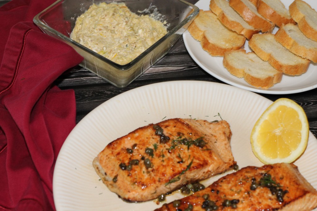 Salmon with Capers and Dill with Creamy Zucchini and Parmesan Spread