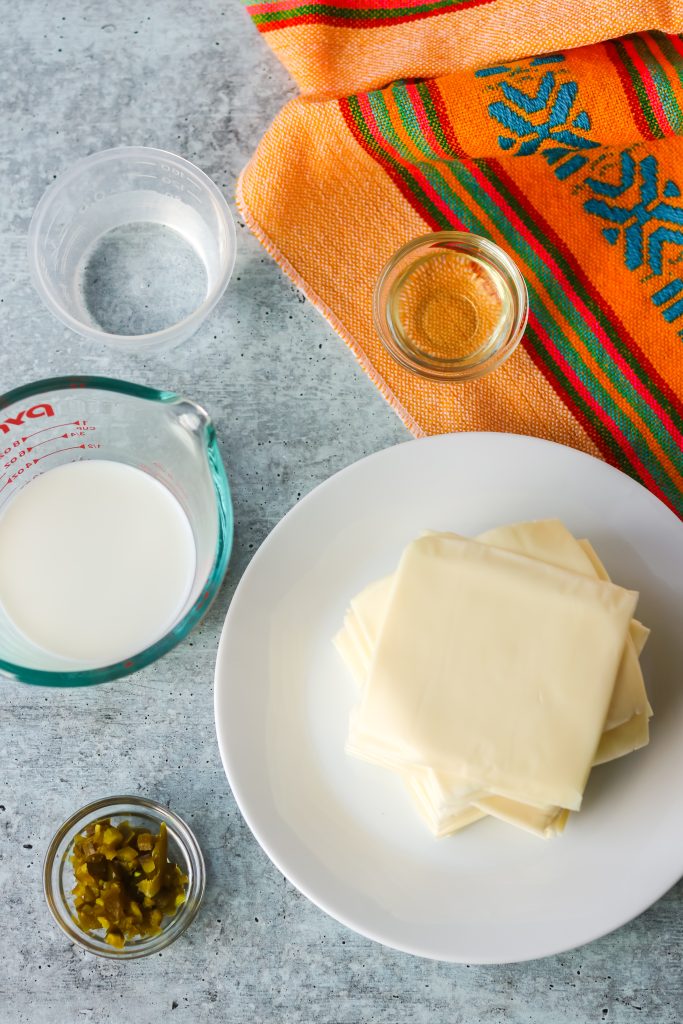 Ingredients for Mexican White Cheese Dip.