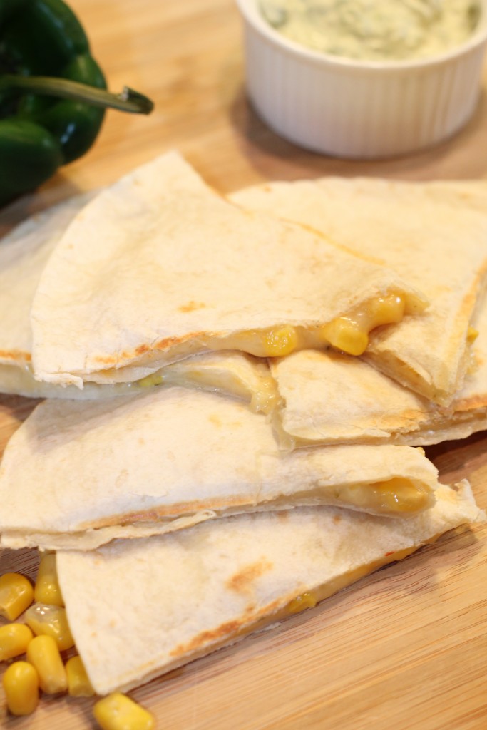 Corn and Cheese Quesadilla with Poblano Cream Sauce Easy Recipes From