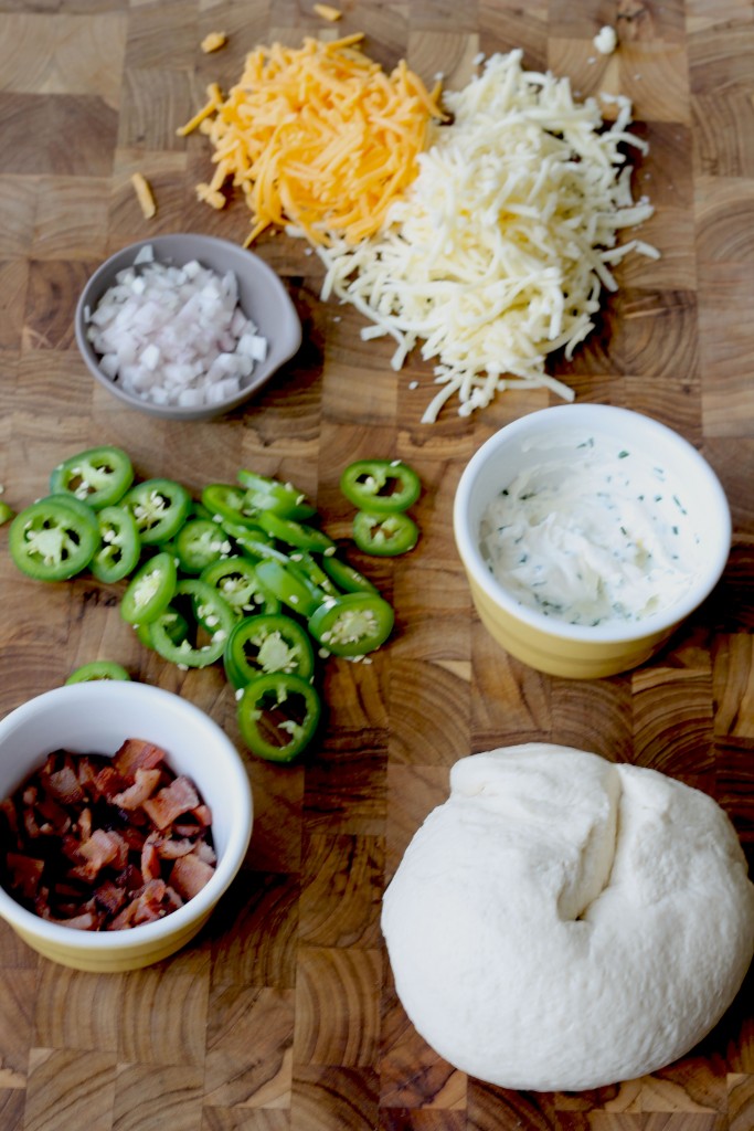 Mise en place for Jalapeno Popper Pizza