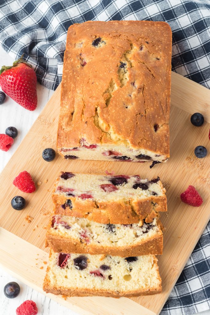 A loaf of Berry Quick Bread