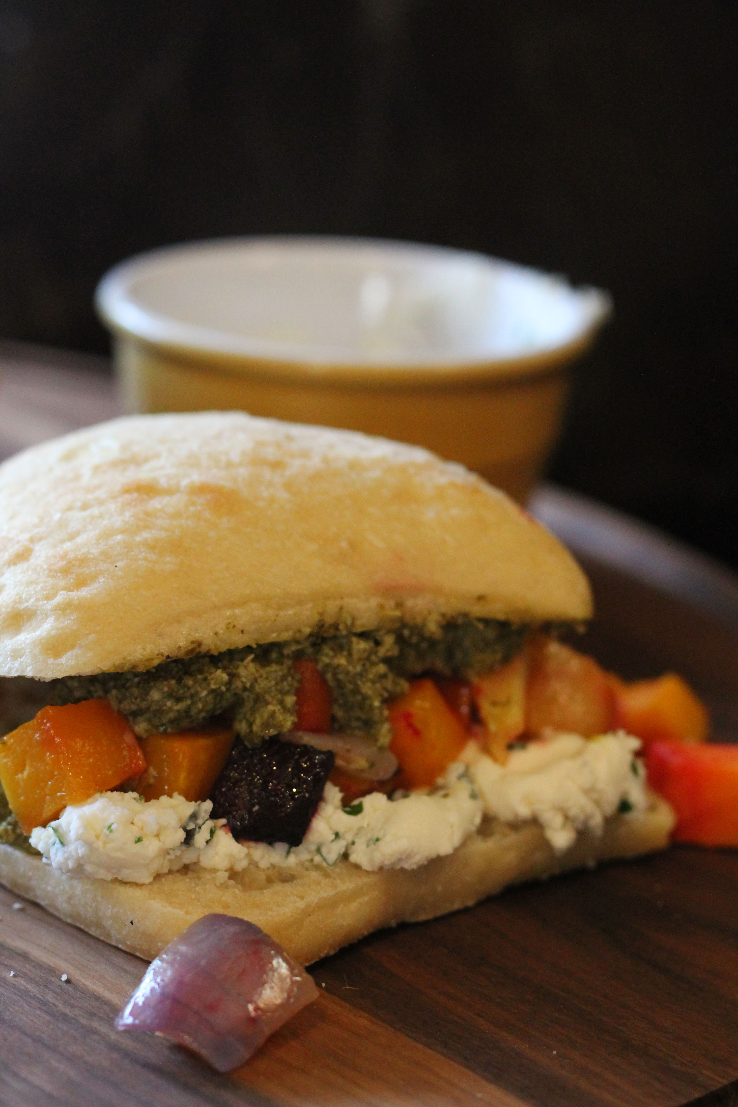 Winter Vegetable Sandwich with Pesto and Whipped Goat Cheese | Hall Nesting