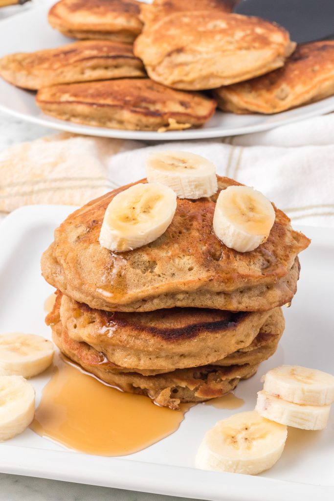 Bananas in pancakes for a perfect breakfast.