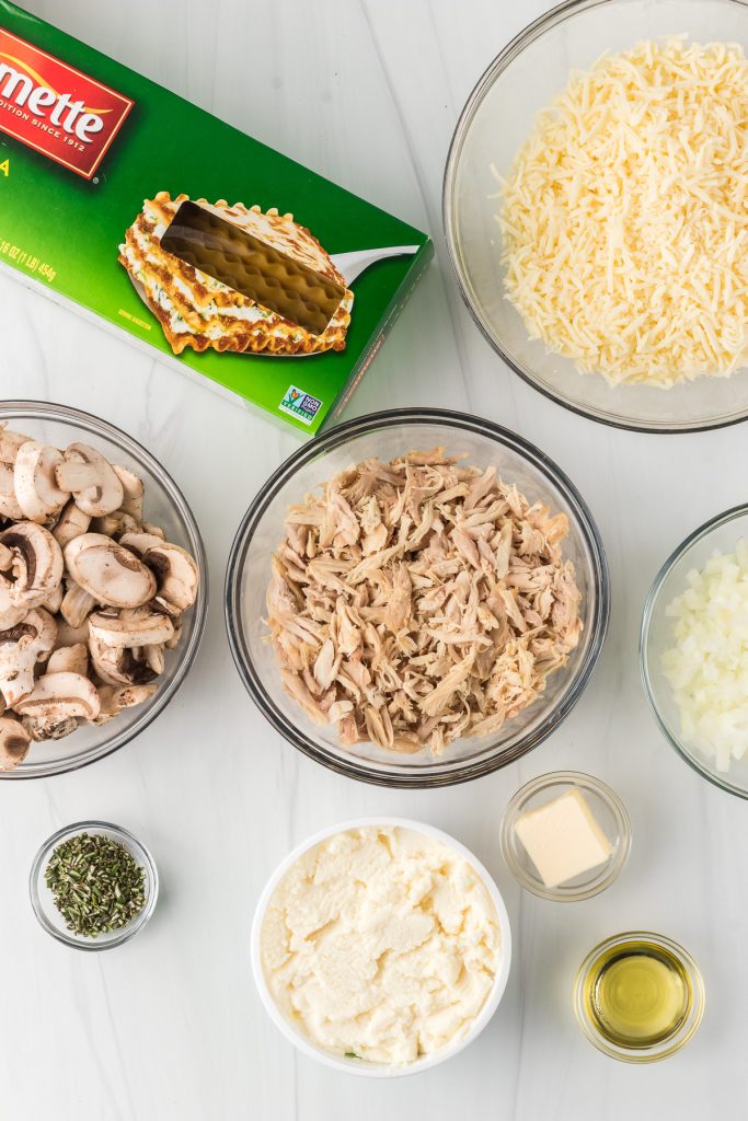 Ingredients for Chicken Alfredo Lasagna Roll Ups