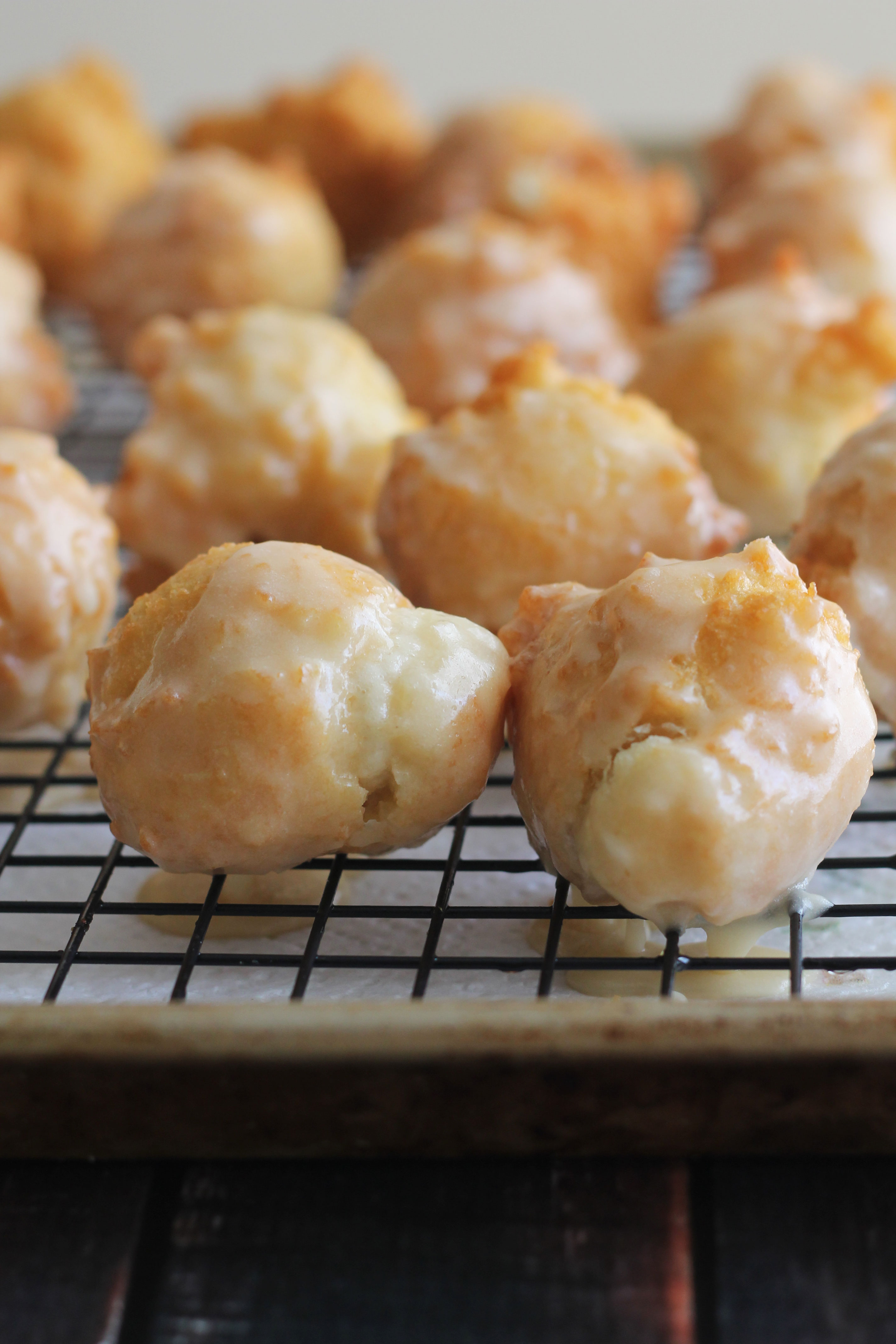 So unbelievably good. Little donut holes fried and covered in a sweet maple glaze!