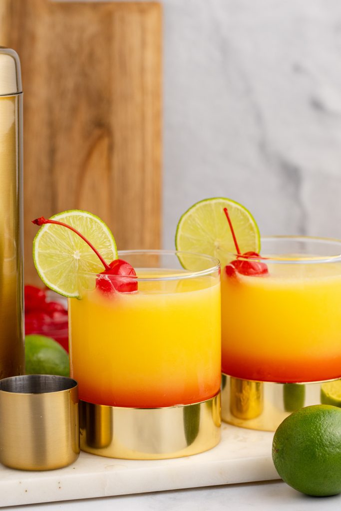 Make a Margarita Tequila Sunrise drink to cool off with.