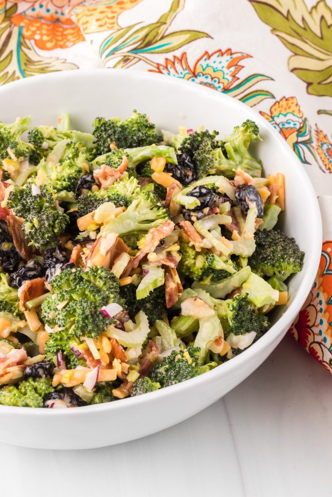 A salad made of fresh broccoli and more.