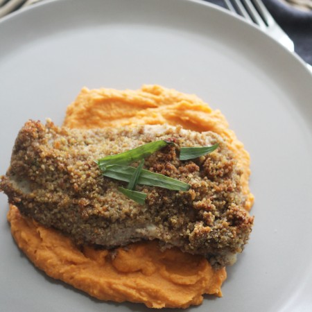 This Pecan Crusted Snapper with Sweet Potato Puree looks fancy enough for a nice dinner but quick and easy to make it a weeknight favorite!