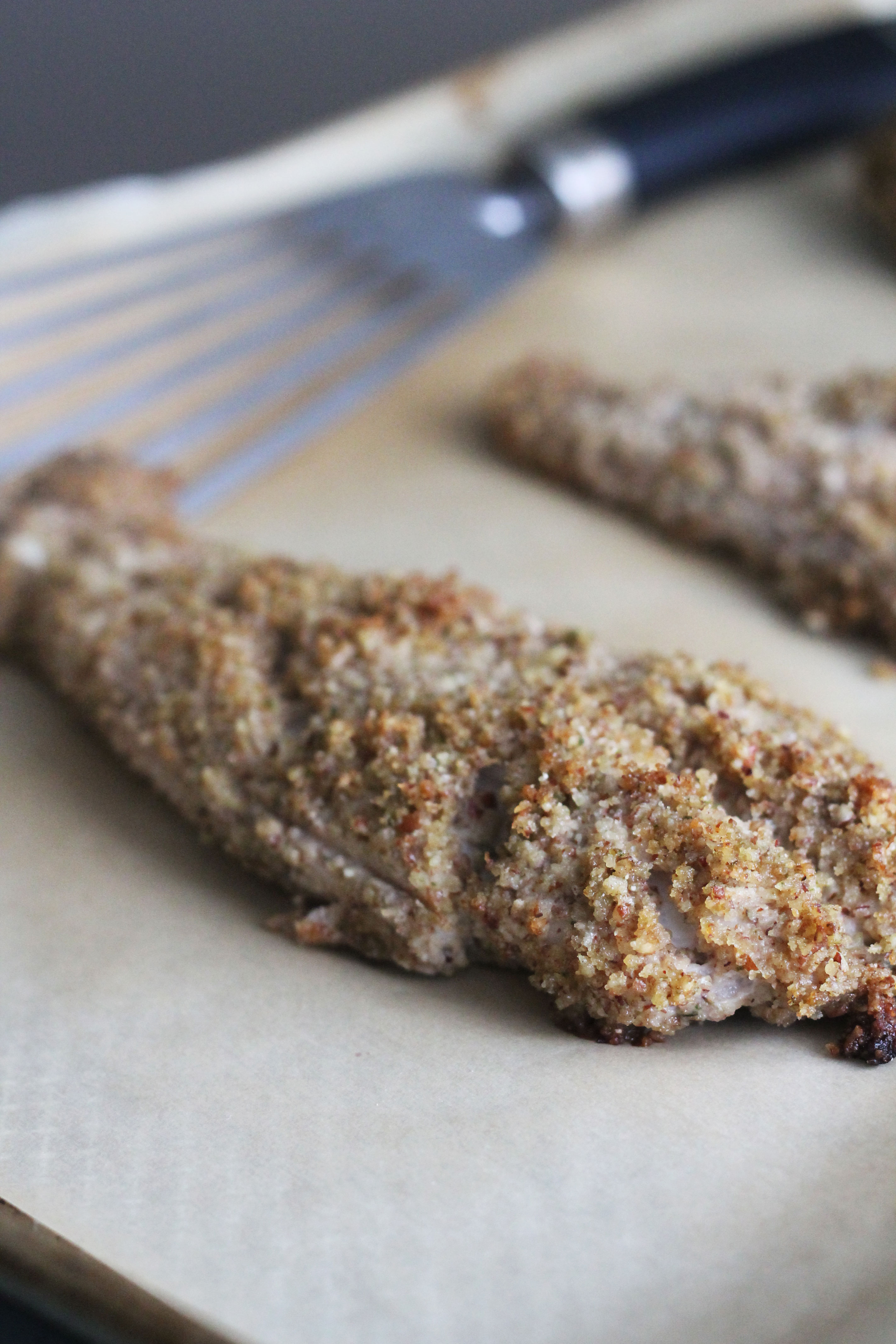 A sweet and savory pecan breading coats this red snapper then it's placed on a smoky paprika sweet potato puree. 