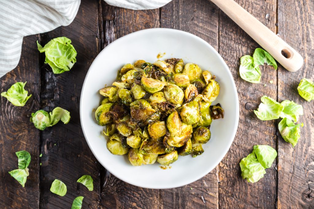 Brussels sprouts with a honey mustard dressing.