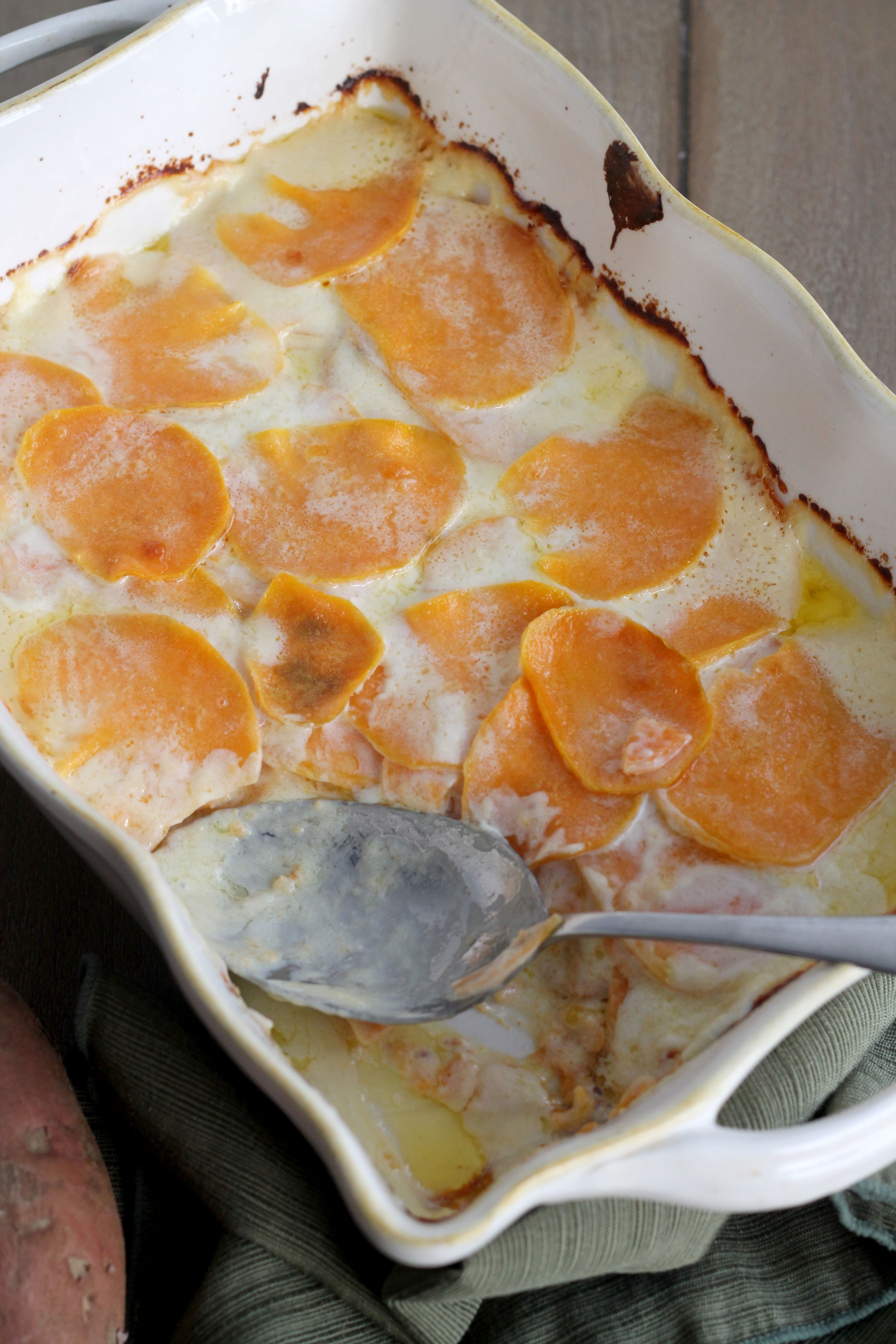 These Gruyere Scalloped Sweet Potatoes are the perfect side dish for your dinner tonight 