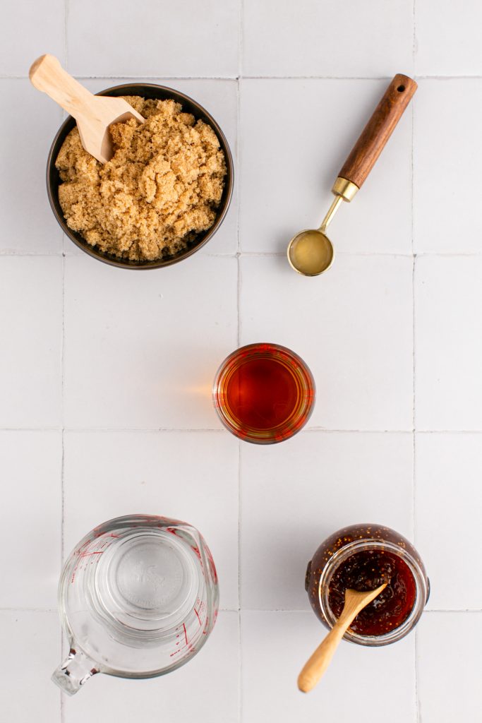 Ingredients for a Brown Sugar Bourbon Cocktail.