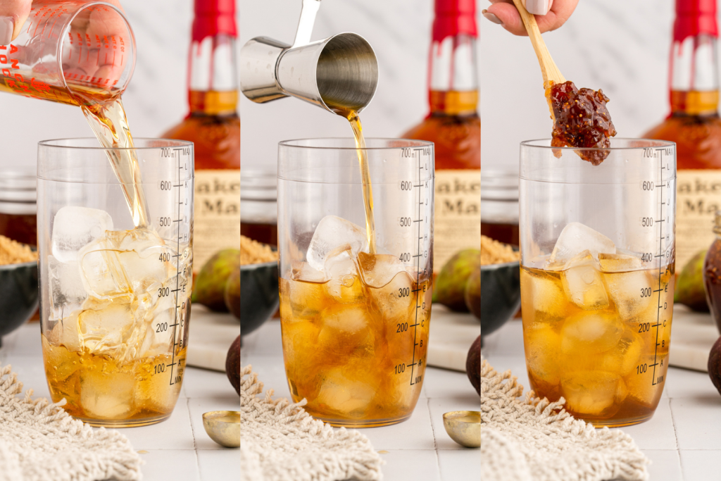 Mixing a Brown Sugar Bourbon Cocktail.
