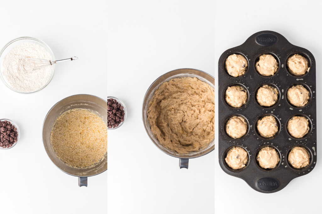 Process photos for Banana Chocolate Chip Muffins