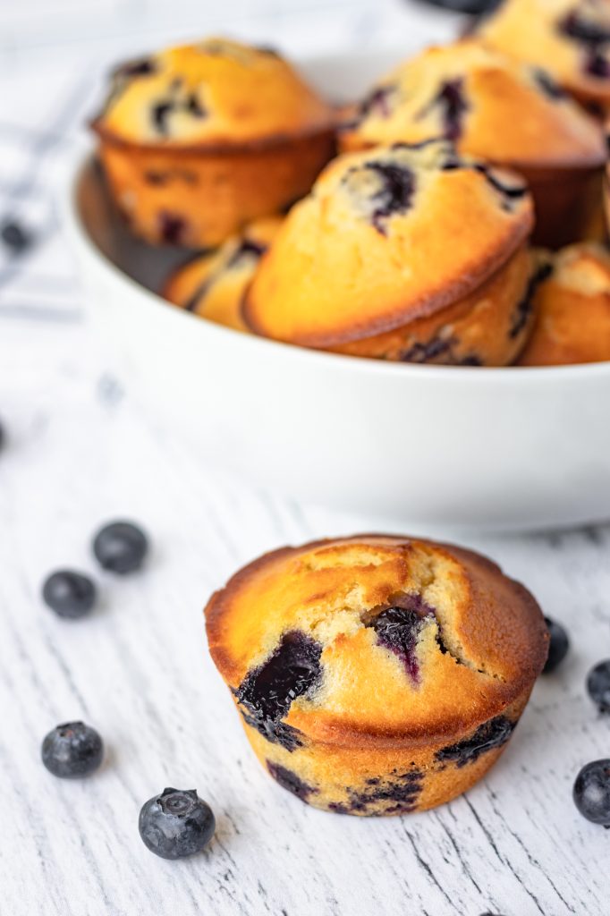 Blueberries in muffins.