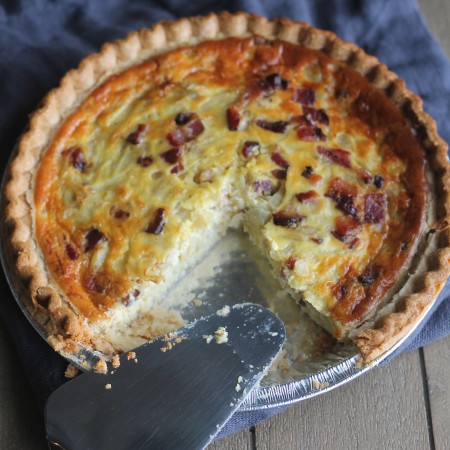 This Caramelized Onion, Bacon and Gruyere Quiche is rich, creamy and is sure to hit the spot