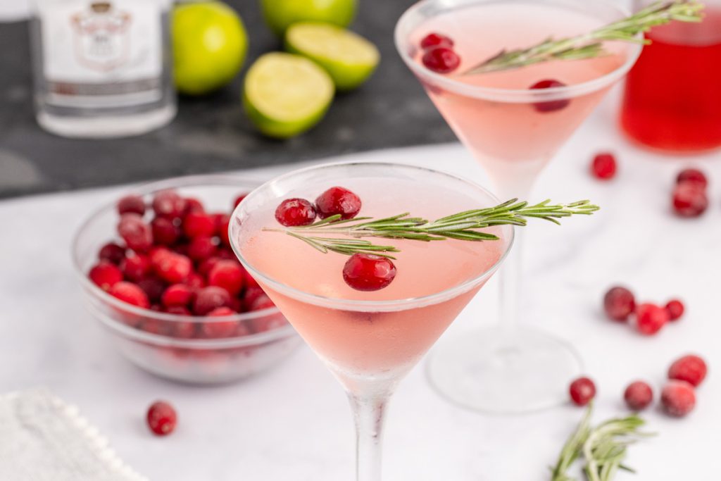 A cosmopolitan cocktail with the flavors of the holidays.