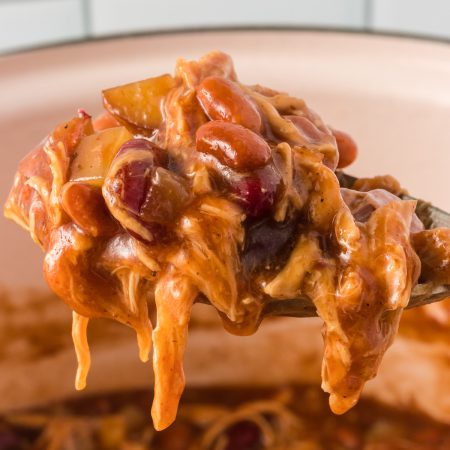 A spoonful of BBQ Chicken Chili.