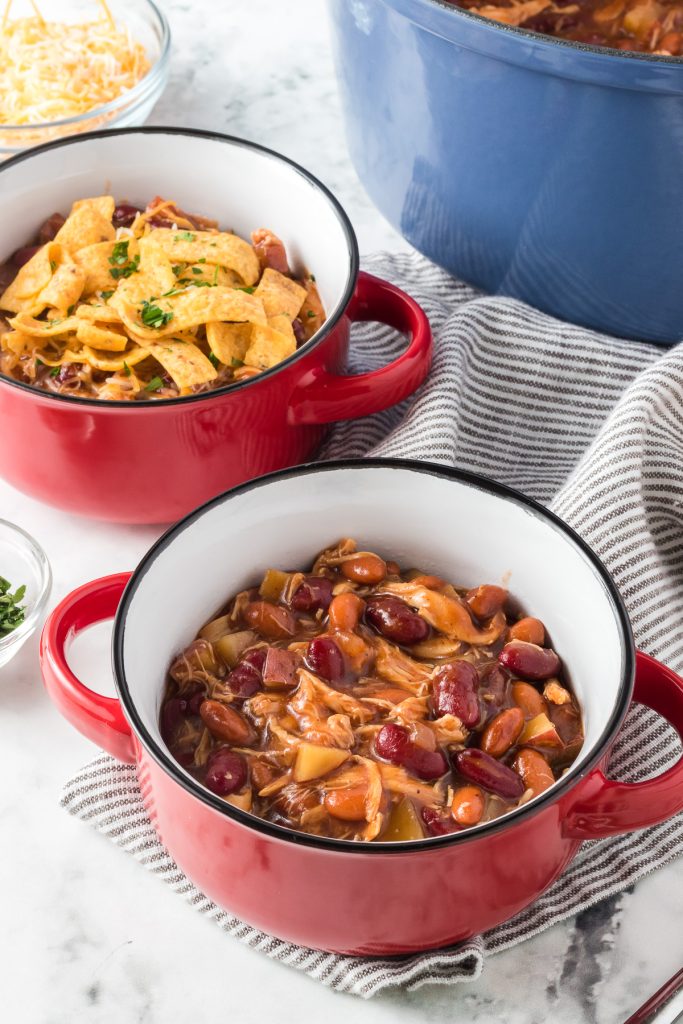 Bowls of chicken chili