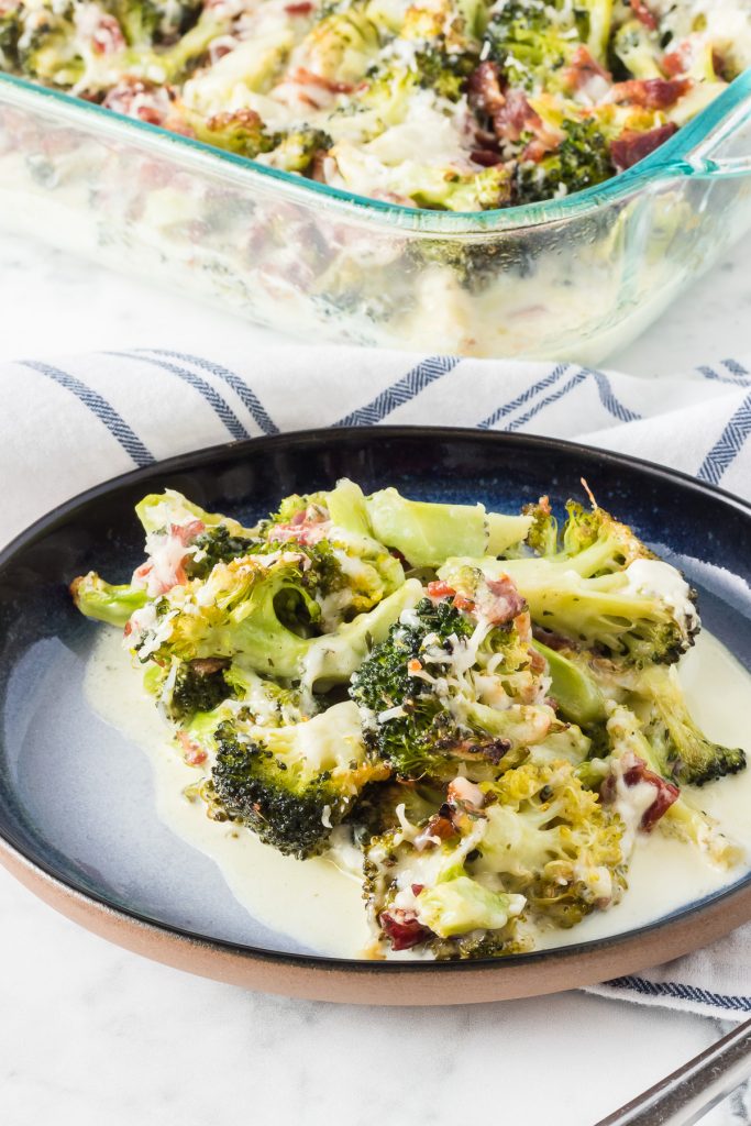 Parmesan cheese, bacon, and broccoli.