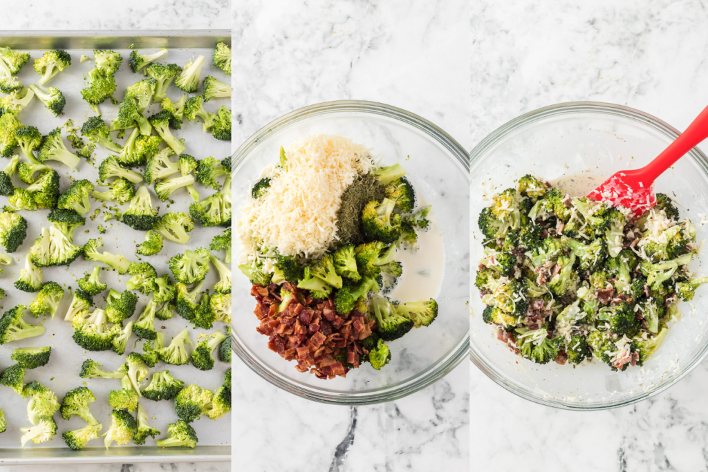 Process photos for Broccoli Gratin.