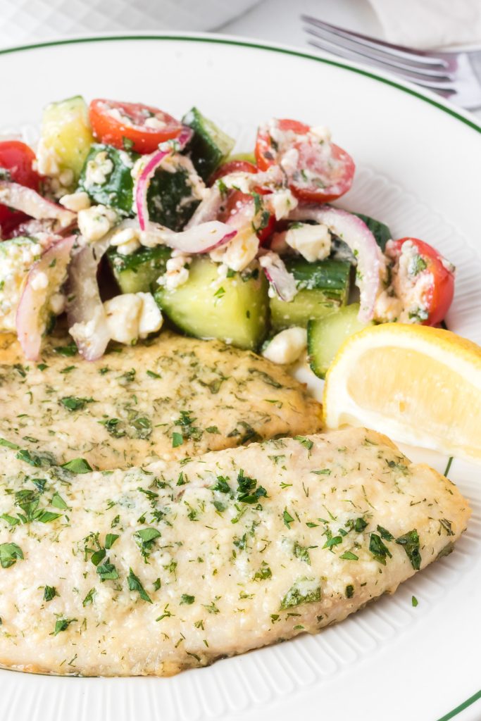 A 20 minute Tilapia dinner with fresh herbs and Parmesan cheese.