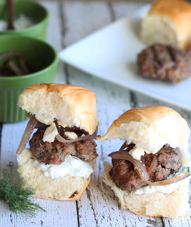 Greek Lamb Sliders with Tzatziki and Feta