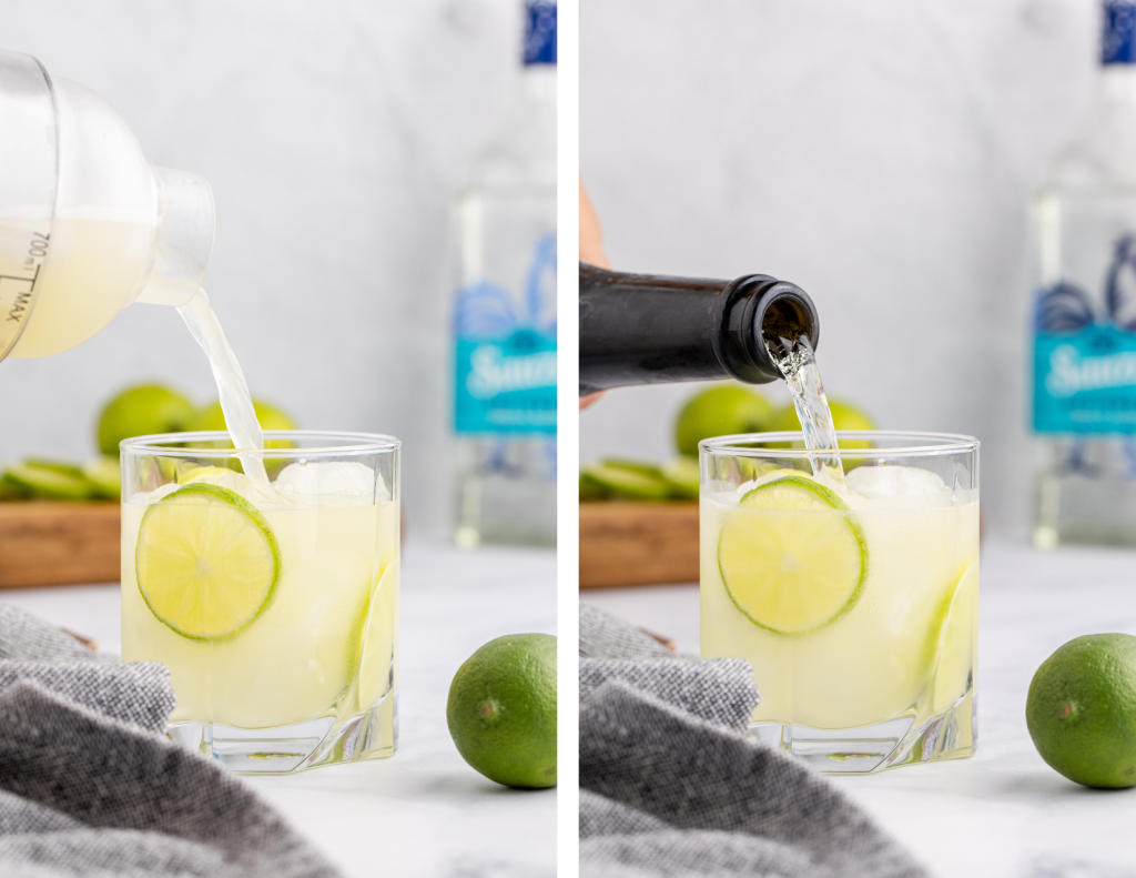 Second set of process photos for Skinny Sparkling Margaritas.