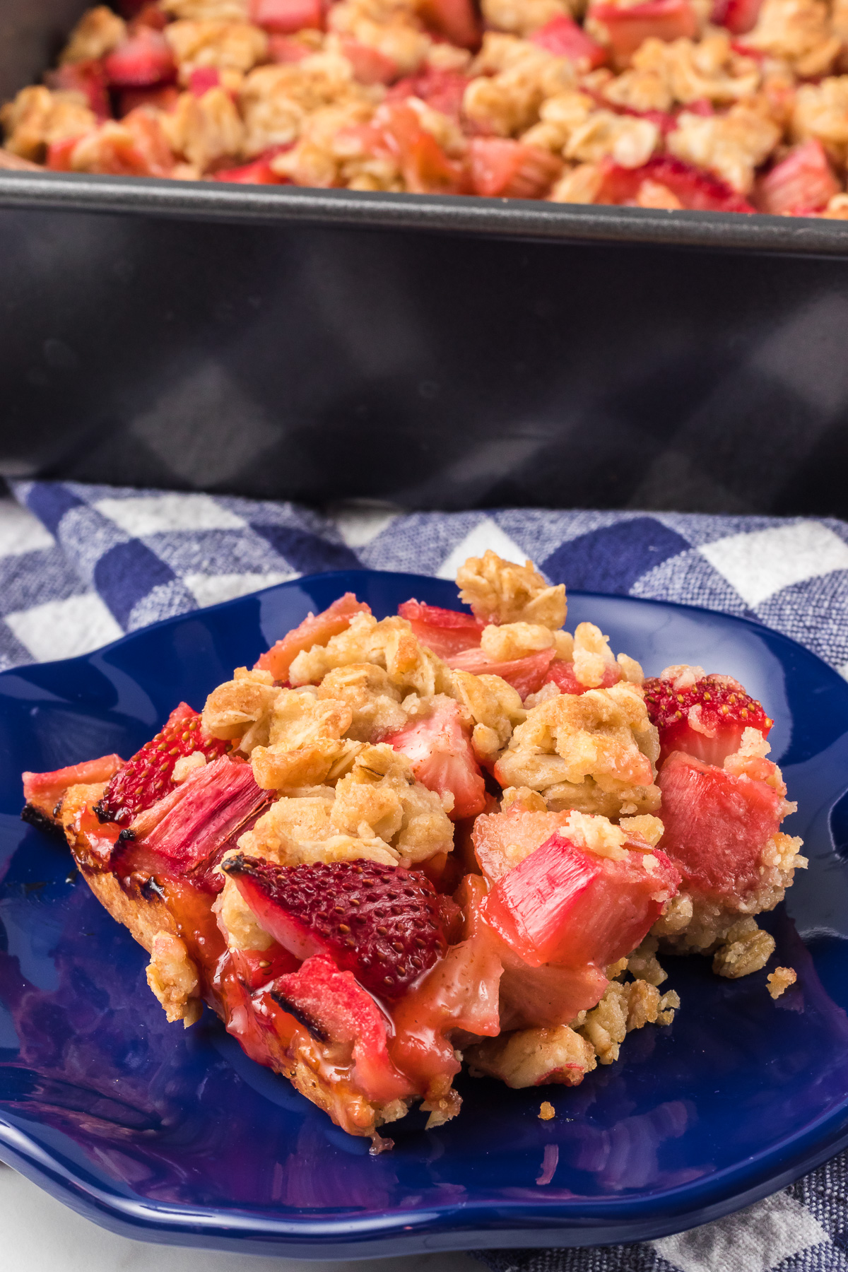 Strawberry Rhubarb Crisp Bars.