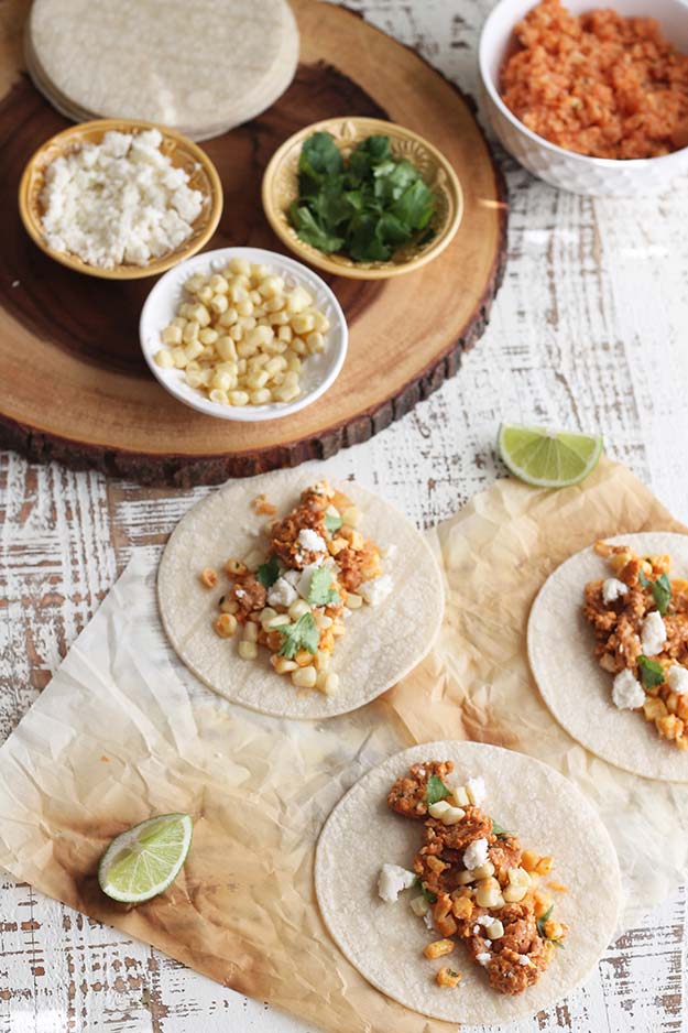 Mexican Street Corn and Chorizo Tacos