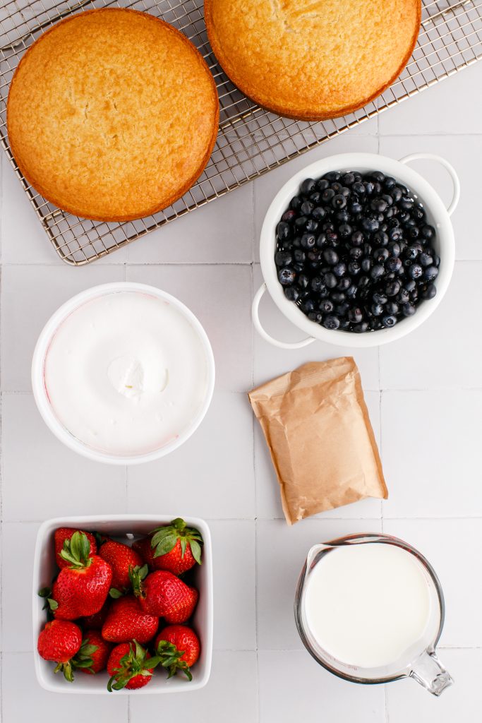 Ingredients for a 4th of July Trifle.