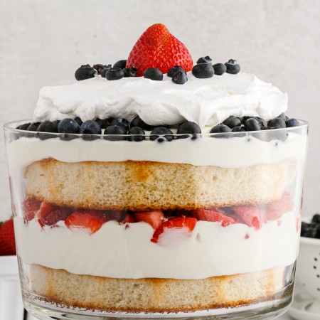 A red, white, and blue trifle.