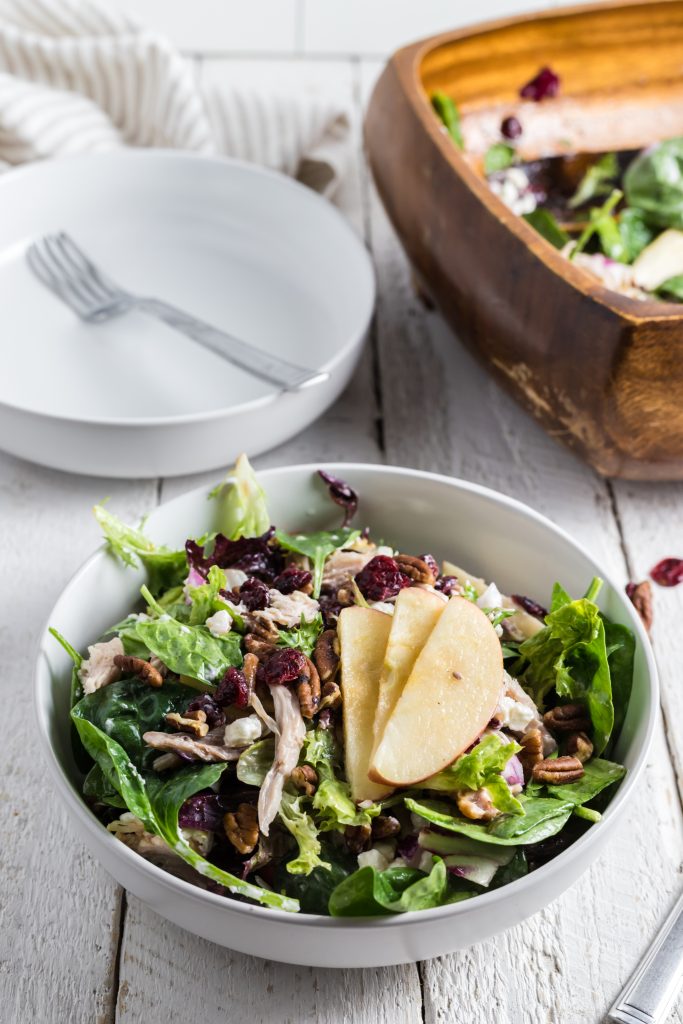 Fresh chicken salad with apples.