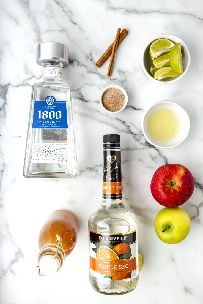 Ingredients for the best Spiced Apple Margarita.