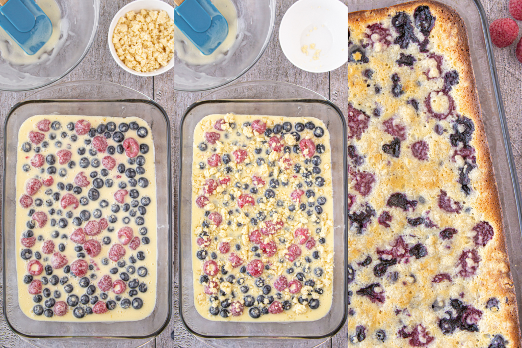 The finishing touches for Mixed Berry Bars.