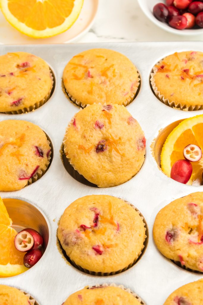Muffins with cranberries and flavored with orange.