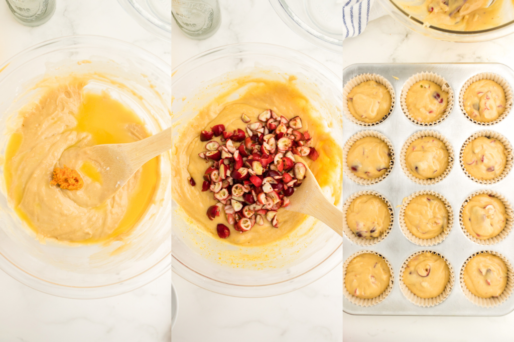 Process photos for Orange Cranberry Muffins