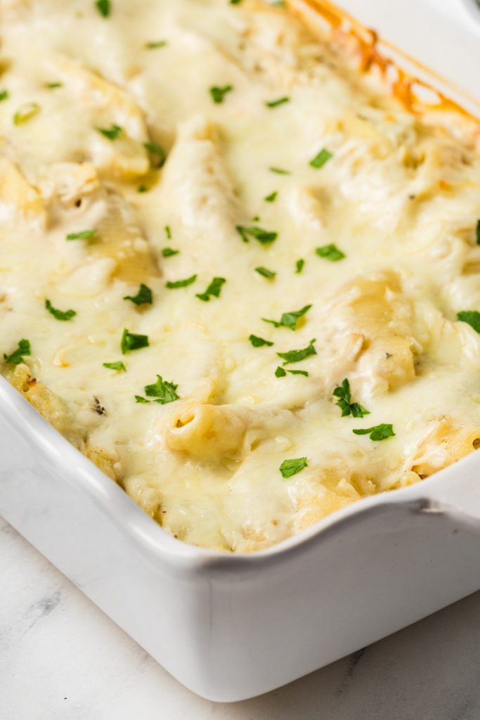 Cheesy Alfredo Stuffed Shells with Chicken