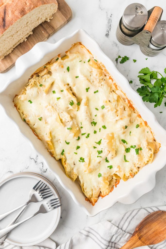 A dish of stuffed chicken shells.